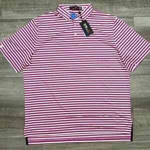 Ralph Lauren RLX‎ Men's Performance Polo Shirt Pink White Stripe Size XL NWT